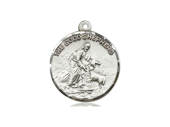 Sterling Silver Good Shepherd Pendant on a 18 inch Sterling Silver Light Curb Chain - Unique Catholic Gifts
