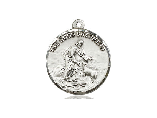 Sterling Silver Good Shepherd Pendant on a 18 inch Sterling Silver Light Curb Chain - Unique Catholic Gifts