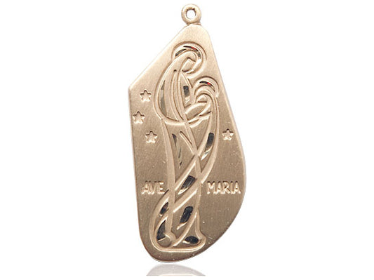 14kt Gold Filled Ave Maria Pendant on a 24 inch Gold Plate Heavy Curb Chain - Unique Catholic Gifts