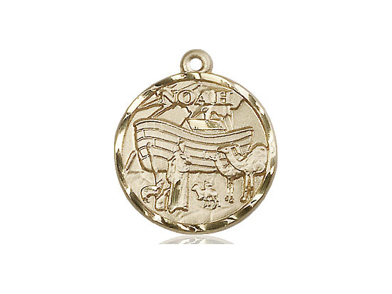 14kt Gold Filled Noah Pendant on a 18 inch Gold Filled Light Curb Chain - Unique Catholic Gifts