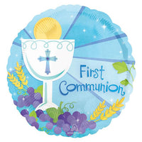 18"Blue First Communion Balloon - Unique Catholic Gifts