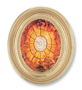 Holy Spirit Oval Gold Leaf Frame  4" x 4 3/4" - Unique Catholic Gifts