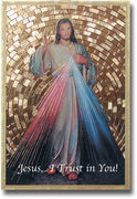 Divine Mercy Picture Gold Foil Mosaic Plaque (4 x 6") - Unique Catholic Gifts