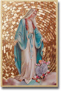 Our Lady of Grace Gold Foil Mosaic Plaque (4 x 6") - Unique Catholic Gifts