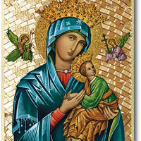 Our Lady of Perpetual Help Gold Foil Mosaic Plaque (4 x 6") - Unique Catholic Gifts