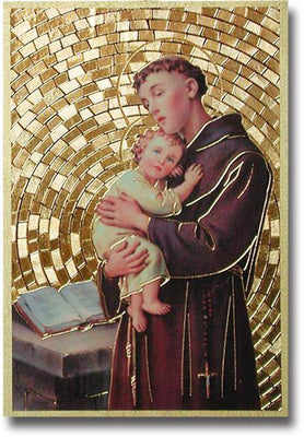 Saint Anthony Gold Foil Mosaic Plaque (4 x 6