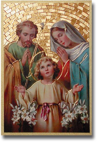 Holy Family Gold Foil Mosaic Plaque (4 x 6") - Unique Catholic Gifts