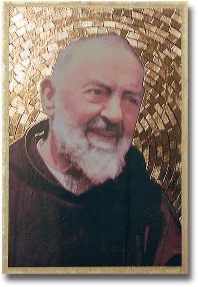 Saint Padre Pio Gold Foil Mosaic Plaque (4 x 6") - Unique Catholic Gifts