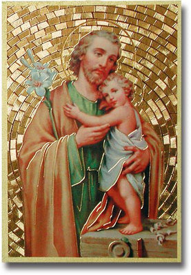 Saint Joseph Gold Foil Mosaic Plaque (4 x 6
