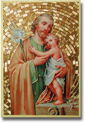 Saint Joseph Gold Foil Mosaic Plaque (4 x 6") - Unique Catholic Gifts