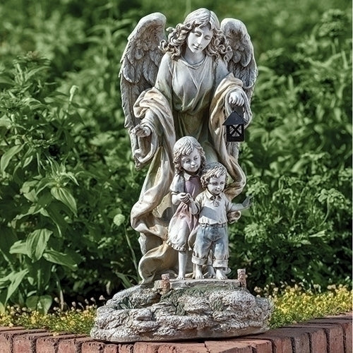 Solar Guardian Angel Garden Statue 20.5"H - Unique Catholic Gifts