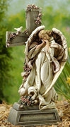 Angel W/cross Memorial Garden Statue 14.75"H - Unique Catholic Gifts