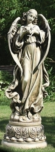 Angel W/dove Garden Statue 46.75"H - Unique Catholic Gifts
