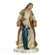 Jesus and Boy First Holy Communion Statue (9 1/2") -Jesus statue with boy - Unique Catholic Gifts