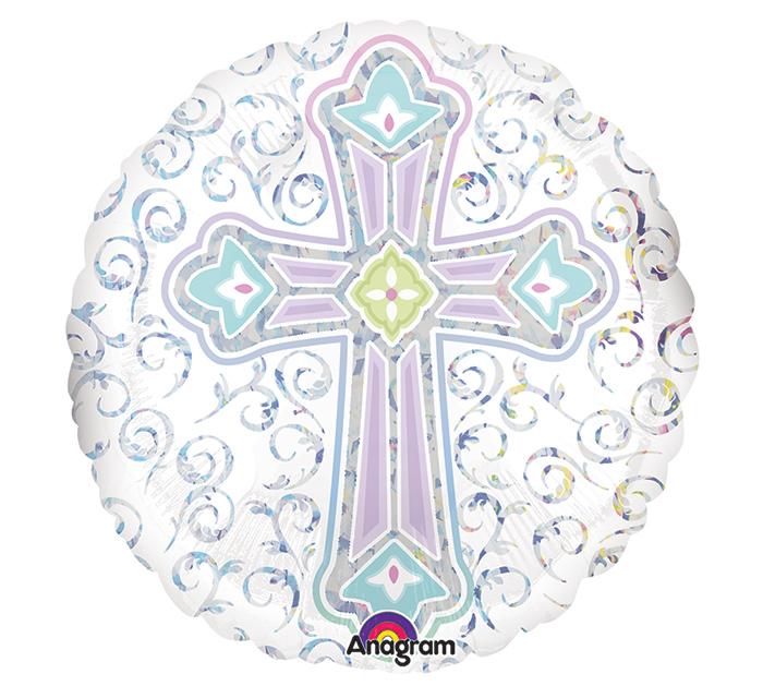 18" Round Cross Balloon - Unique Catholic Gifts