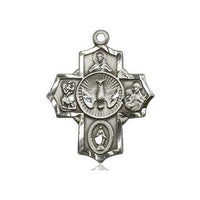 5 Way Sterling Silver Medal 7/8" with 18" chain - Unique Catholic Gifts