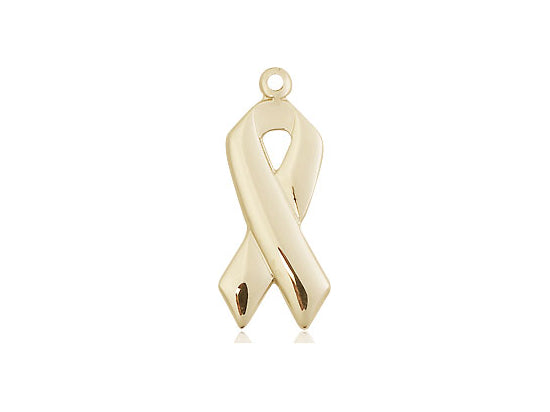 14kt Gold Filled Cancer Awareness Pendant on a 18 inch Gold Filled Light Curb Chain - Unique Catholic Gifts