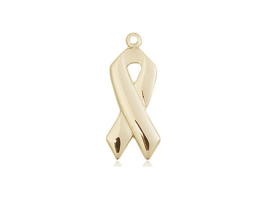 14kt Gold Filled Cancer Awareness Pendant on a 18 inch Gold Filled Light Curb Chain - Unique Catholic Gifts