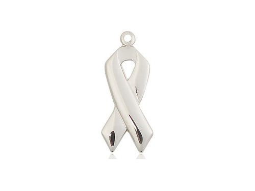 Sterling Silver Cancer Awareness Pendant on a 18 inch Sterling Silver Light Curb Chain - Unique Catholic Gifts