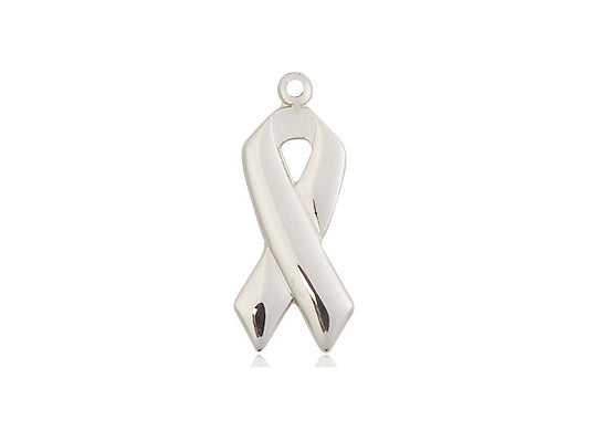 Sterling Silver Cancer Awareness Pendant on a 18 inch Sterling Silver Light Curb Chain - Unique Catholic Gifts