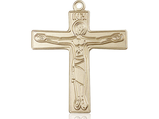 14kt Gold Filled Cursillio Cross Pendant on a 24 inch Gold Plate Heavy Curb Chain - Unique Catholic Gifts