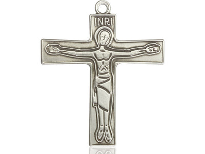 Sterling Silver Cursillio Cross Pendant on a 24 inch Light Rhodium Heavy Curb Chain - Unique Catholic Gifts