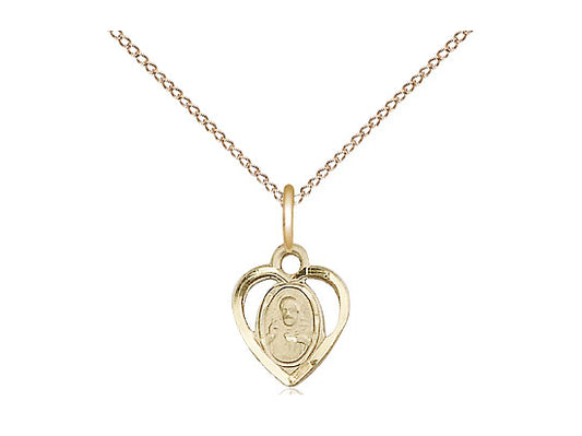 14kt Gold Filled Scapular Pendant on a 18 inch Gold Filled Light Curb Chain - Unique Catholic Gifts