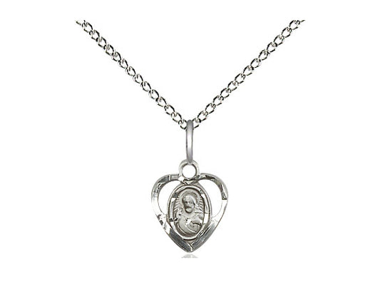 Sterling Silver Scapular Pendant on a 18 inch Sterling Silver Light Curb Chain - Unique Catholic Gifts