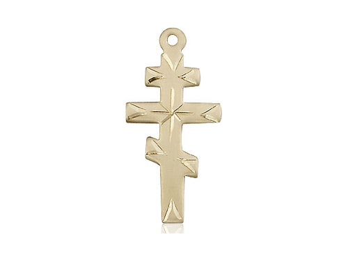 14kt Gold Filled Greek Orthodox Cross Pendant on a 24 inch Gold Plate Heavy Curb Chain - Unique Catholic Gifts