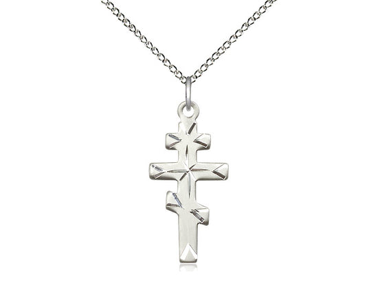 Sterling Silver Greek Orthodox Cross Pendant on a 18 inch Sterling Silver Light Curb Chain - Unique Catholic Gifts