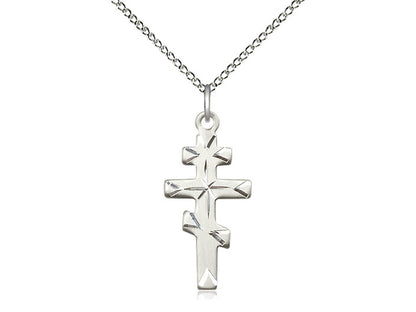 Sterling Silver Greek Orthodox Cross Pendant on a 18 inch Sterling Silver Light Curb Chain - Unique Catholic Gifts