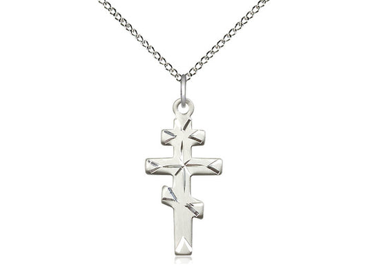 Sterling Silver Greek Orthodox Cross Pendant on a 18 inch Sterling Silver Light Curb Chain - Unique Catholic Gifts
