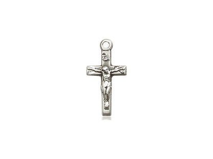 Sterling Silver Crucifix Pendant on a 18 inch Sterling Silver Light Curb Chain - Unique Catholic Gifts