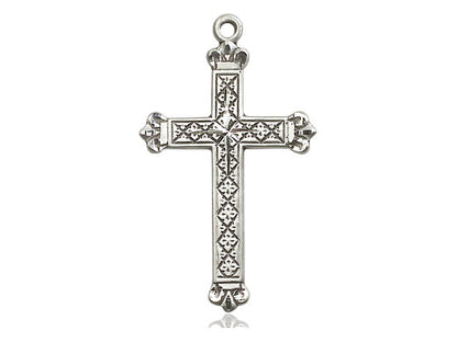 Sterling Silver Cross Pendant on a 18 inch Sterling Silver Light Curb Chain - Unique Catholic Gifts