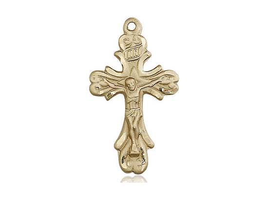 14kt Gold Filled Crucifix Pendant on a 24 inch Gold Plate Heavy Curb Chain - Unique Catholic Gifts