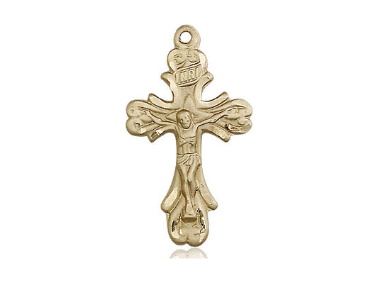 14kt Gold Filled Crucifix Pendant on a 24 inch Gold Plate Heavy Curb Chain - Unique Catholic Gifts
