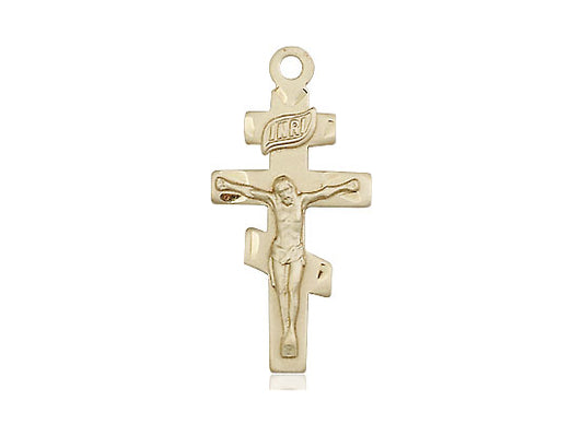 14kt Gold Filled Crucifix Pendant on a 24 inch Gold Plate Heavy Curb Chain - Unique Catholic Gifts