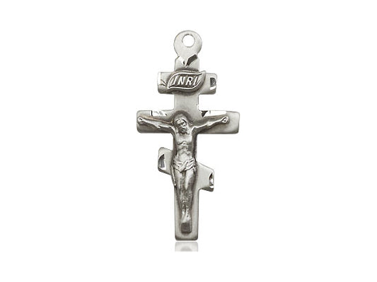 Sterling Silver Crucifix Pendant on a 18 inch Sterling Silver Light Curb Chain - Unique Catholic Gifts