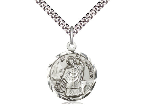 Sterling Silver St Patrick Medal 24" - Unique Catholic Gifts