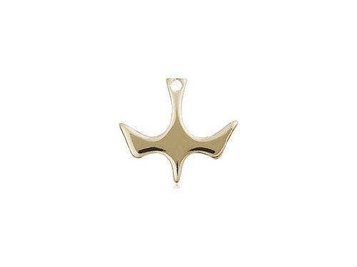 14kt Gold Filled Holy Spirit Medal on a Gold Filled Light Curb Chain - Unique Catholic Gifts
