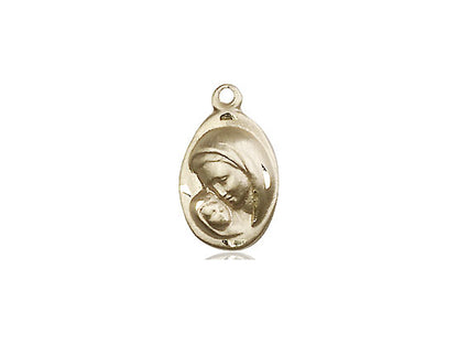 14kt Gold Filled Madonna & Child Pendant on a 18 inch Gold Filled Light Curb Chain - Unique Catholic Gifts