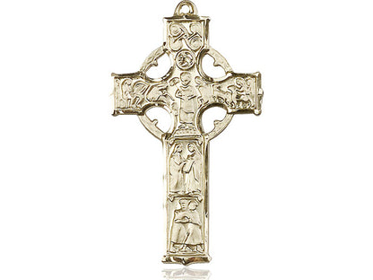 14kt Gold Filled Celtic Cross Pendant on a 24 inch Gold Plate Heavy Curb Chain - Unique Catholic Gifts