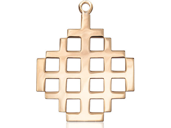 14kt Gold Filled Jerusalem Cross Pendant on a 24 inch Gold Plate Heavy Curb Chain - Unique Catholic Gifts