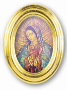 Our Lady of Guadalupe Oval Gold Leaf Frame - 5.5" x 7" - Unique Catholic Gifts