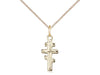 14kt Gold Filled Greek Orthadox Cross Pendant on a 18 inch Gold Filled Light Curb Chain - Unique Catholic Gifts