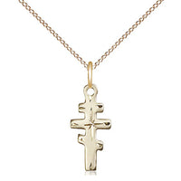 14kt Gold Filled Greek Orthadox Cross Pendant on a 18 inch Gold Filled Light Curb Chain - Unique Catholic Gifts
