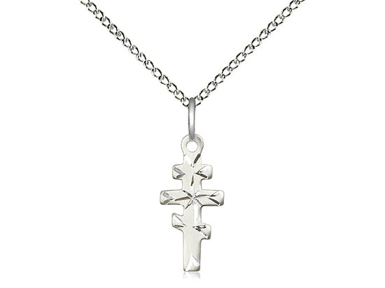 Sterling Silver Greek Orthadox Cross Pendant on a 18 inch Sterling Silver Light Curb Chain - Unique Catholic Gifts