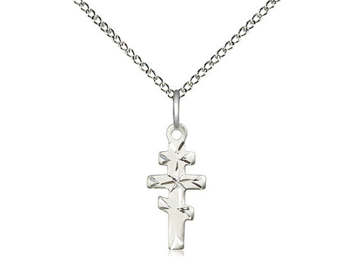 Sterling Silver Greek Orthadox Cross Pendant on a 18 inch Sterling Silver Light Curb Chain - Unique Catholic Gifts