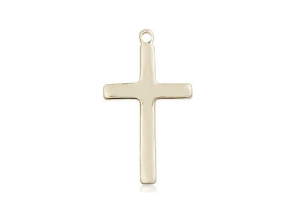 14kt Gold Filled Cross Pendant on a 24 inch Gold Plate Heavy Curb Chain - Unique Catholic Gifts
