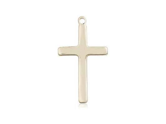 14kt Gold Filled Cross Pendant on a 24 inch Gold Plate Heavy Curb Chain - Unique Catholic Gifts